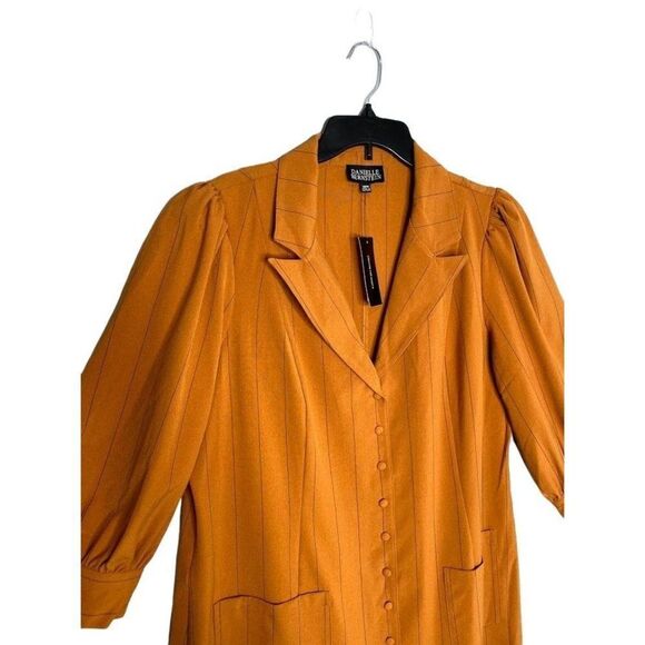 Danielle Bernstein Dress Women's 20W 2X Plus Size Brown Black Pinstripe V-Neck - Picture 7 of 15